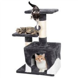 Yaheetech Dark Grey/white 69Cm Cat Tree Tower With Condo & Perches & Scratching Posts Cat Activity Center For Kittens - thumbnail 2