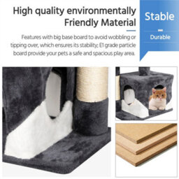 Yaheetech Dark Grey/white 69Cm Cat Tree Tower With Condo & Perches & Scratching Posts Cat Activity Center For Kittens - thumbnail 9