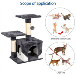 Yaheetech Dark Grey/white 69Cm Cat Tree Tower With Condo & Perches & Scratching Posts Cat Activity Center For Kittens - thumbnail 8
