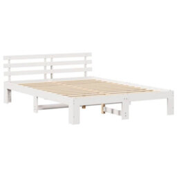 Berkfield Modern Wood Bed Frame White Wood 140 X 200 Cm Durable - thumbnail 1
