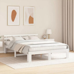 Berkfield Modern Wood Bed Frame White Wood 140 X 200 Cm Durable - thumbnail 4