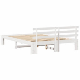 Berkfield Modern Wood Bed Frame White Wood 140 X 200 Cm Durable - thumbnail 7