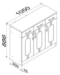 Vcm Chest Of Drawers Sideboard Balia 3 Revolving Doors - thumbnail 2