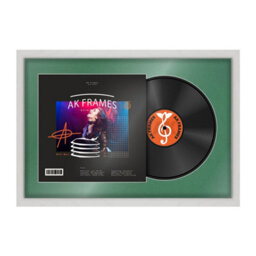 "AK Frames 25X17"" White Ash Modern Vinyl Record Frame With Emerald Mount For 12 Inch Lp Cover & Disc - Overlapped Design" - thumbnail 1