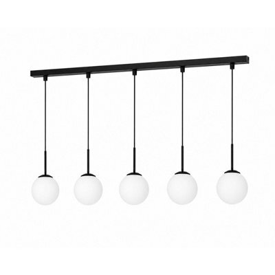Luminosa Lighting Luminosa Mondi Bar Pendant Ceiling Light Black White Glass Shade 5X E27 - image 1
