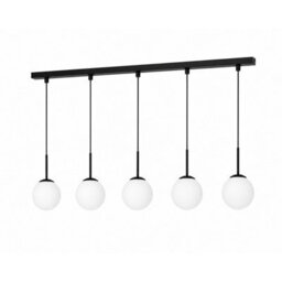 Luminosa Lighting Luminosa Mondi Bar Pendant Ceiling Light Black White Glass Shade 5X E27 - thumbnail 1