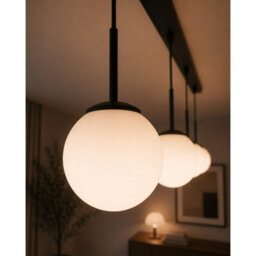 Luminosa Lighting Luminosa Mondi Bar Pendant Ceiling Light Black White Glass Shade 5X E27 - thumbnail 4