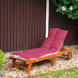 190X60Cm Sun Lounger Cushion, Polycotton Wine Top, Elastic Straps, Multi-Use Garden, Patio, Camping, Uk Made (Pack Of 2) - thumbnail 3