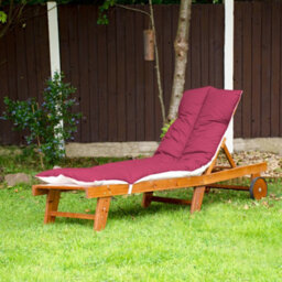 190X60Cm Sun Lounger Cushion, Polycotton Wine Top, Elastic Straps, Multi-Use Garden, Patio, Camping, Uk Made (Pack Of 2) - thumbnail 2
