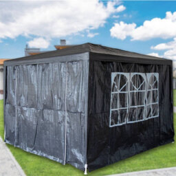 Birchtree 3X3M Outdoor Pe Gazebo Patio Shade Canopy Waterproof 4 Pieces Sidewalls Grey - thumbnail 2