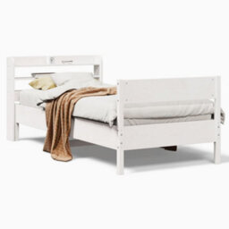 Berkfield Bed Frame Without Mattress White 100X200 Cm Solid Wood Pine - thumbnail 2
