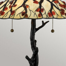 Luminosa Lighting Elstead Quoizel Whispering Table Lamp Tiffany Style Valiant Bronze, Art Glass Shade 2X E27 - thumbnail 5