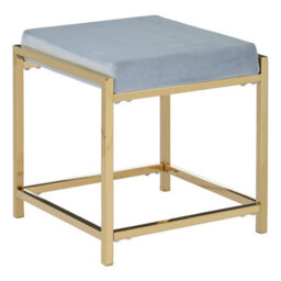 Orsina Allure Powder Blue Velvet And Gold Stool - thumbnail 1