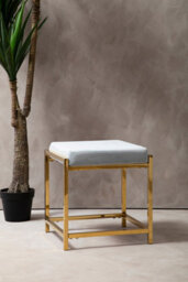 Orsina Allure Powder Blue Velvet And Gold Stool - thumbnail 2