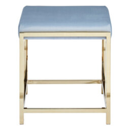 Orsina Allure Powder Blue Velvet And Gold Stool - thumbnail 3