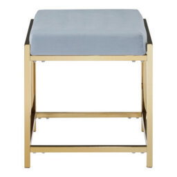 Orsina Allure Powder Blue Velvet And Gold Stool - thumbnail 4