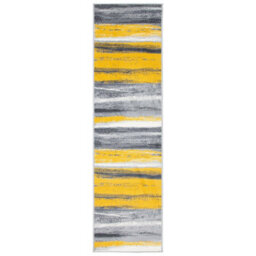 Bravich Hard Wearing Hessian Backed Stair Runner Kitchen Mat- Texas Abstract Lines Yellow, Grey & White - 60X600Cm (2'x20') - thumbnail 4