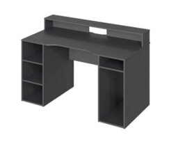 Amos Mann Furniture Saber Gaming Desk In Dark Grey With Hutch And Storage - thumbnail 2