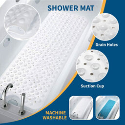 Black Non-Slip Bath Mat 70X38Cm - Anti-Mould Pvc Shower Mat With Suction Cups - thumbnail 3