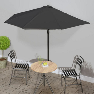 Berkfield Balcony Parasol With Aluminium Pole Black 300X150X253 Cm Half - image 1