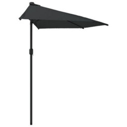 Berkfield Balcony Parasol With Aluminium Pole Black 300X150X253 Cm Half - thumbnail 4