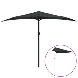 Berkfield Balcony Parasol With Aluminium Pole Black 300X150X253 Cm Half - thumbnail 2