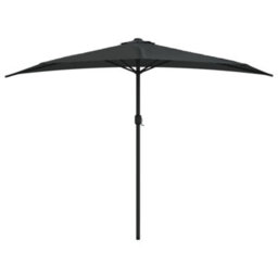 Berkfield Balcony Parasol With Aluminium Pole Black 300X150X253 Cm Half - thumbnail 3