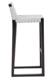 Orsina Grey Leather Bar Stool,kitchen Seat With Comfy Footrest,sustainable Teak Wood Framed Stool,counter Seat - thumbnail 3