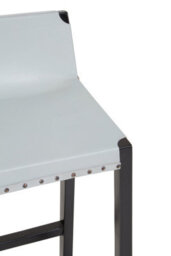Orsina Grey Leather Bar Stool,kitchen Seat With Comfy Footrest,sustainable Teak Wood Framed Stool,counter Seat - thumbnail 5