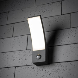 CGC Lighting Cgc Millie Black Curved Led Wall Light Pir Motion Sensor Diecast Aluminium Opal Diffuser 4000K Ip54