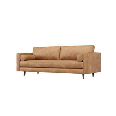 Valencia Isabella Leather Grande Sofa Tan Color Full Semi Aniline Leather Kiln-Dried Wood Luxurious Down Cushions - image 1