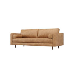 Valencia Isabella Leather Grande Sofa Tan Color Full Semi Aniline Leather Kiln-Dried Wood Luxurious Down Cushions