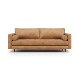 Valencia Isabella Leather Grande Sofa Tan Color Full Semi Aniline Leather Kiln-Dried Wood Luxurious Down Cushions - thumbnail 7