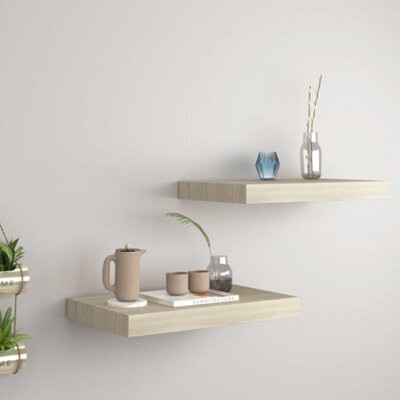 Berkfield Floating Wall Shelves 2 Pcs Oak 40X23X3.8 Cm Mdf - image 1