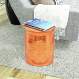 Vidaxl Hammered Aluminium Stool/side Table Brass/copper Colour - thumbnail 2