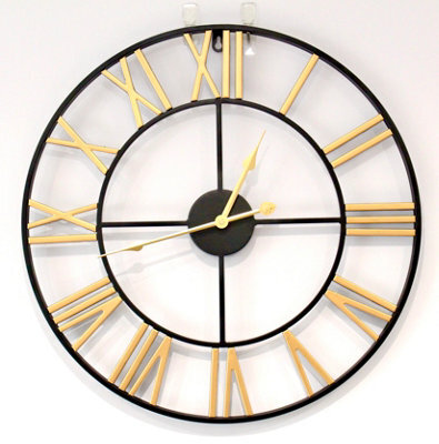 Designo Gold & Black Metal Wall Clock For All Rooms 50Cm Designer Non-Ticking - image 1