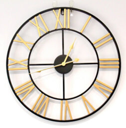 Designo Gold & Black Metal Wall Clock For All Rooms 50Cm Designer Non-Ticking - thumbnail 1