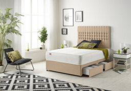 Somnior Beds Somnior Galaxy Plush Beige 4Ft Memory Foam Divan Bed With 2 Drawers, Mattress & Headboard - Small Double - thumbnail 3