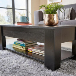 Home Source Orlando Lift Up Undershelf Storage Coffee Table Black - thumbnail 2