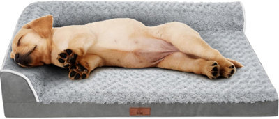 Fur & Bone Orthopaedic Dog Bed - Medium Velvet - Egg Crate Foam Mattress With L Shaped Bolster & Non-Slip Base For Pet Comfort