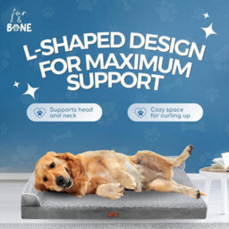Fur & Bone Orthopaedic Dog Bed - Medium Velvet - Egg Crate Foam Mattress With L Shaped Bolster & Non-Slip Base For Pet Comfort - thumbnail 5