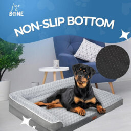 Fur & Bone Orthopaedic Dog Bed - Medium Velvet - Egg Crate Foam Mattress With L Shaped Bolster & Non-Slip Base For Pet Comfort - thumbnail 4