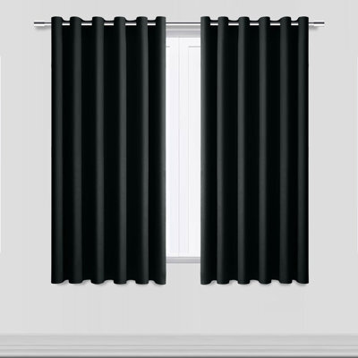 Moonlight Bedding Blackout Polyester Curtain Thermal Natural Black Curtains With Eyelet Header (Pair) 46X54Inch (117X137Cm) - image 1