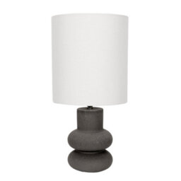 Valuelights Jude Linen Tall Drum Shade Black Stacked Abstract Ceramic Table Lamp With Bulb - thumbnail 2