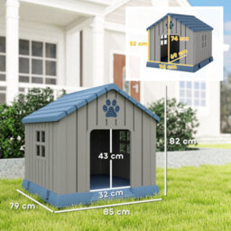 Pawhut Dog Kennel Outdoor For Medium Dogs, Waterproof Plastic Dog House - thumbnail 3