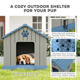 Pawhut Dog Kennel Outdoor For Medium Dogs, Waterproof Plastic Dog House - thumbnail 4