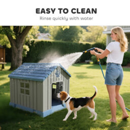 Pawhut Dog Kennel Outdoor For Medium Dogs, Waterproof Plastic Dog House - thumbnail 5