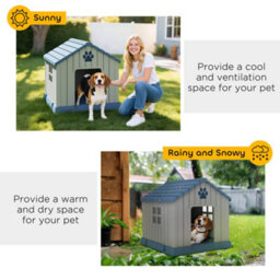 Pawhut Dog Kennel Outdoor For Medium Dogs, Waterproof Plastic Dog House - thumbnail 6
