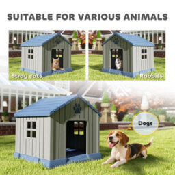 Pawhut Dog Kennel Outdoor For Medium Dogs, Waterproof Plastic Dog House - thumbnail 8