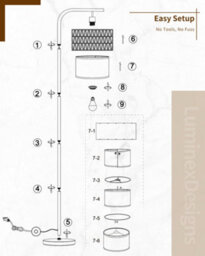 Luminexdesigns Double Shade Floor Lamp - Adjustable Heads For Living Room, Bedroom & Office, Bulb Excluded - thumbnail 8